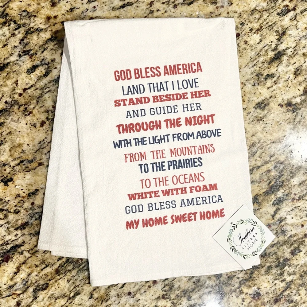 God Bless America Flour Sack Tea Towel NWT by Southern Sisters Home
